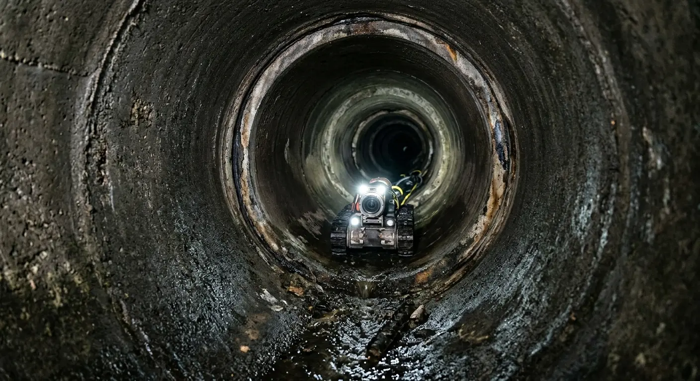 Robotic sewer camera inspecting pipe interior for Sewer Line Repair in Mead